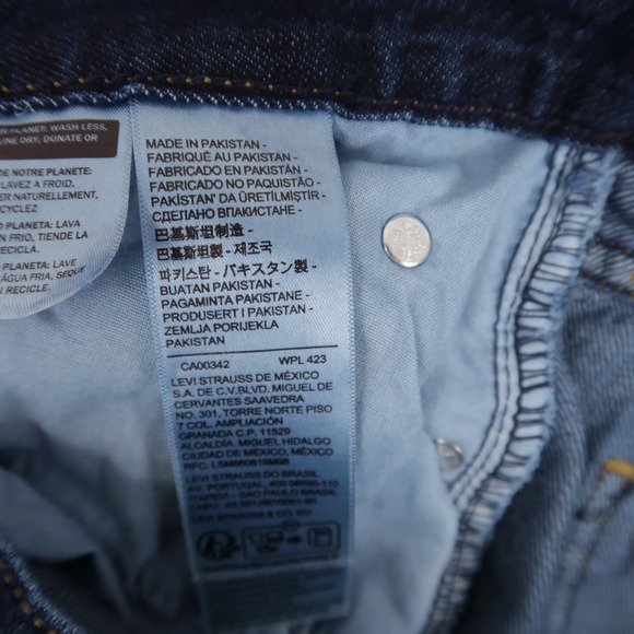 Levis Middy Jeans Womens 27x30 Blue Straight Leg Mid Rise Dark Wash Lightweight - Picture 9 of 11